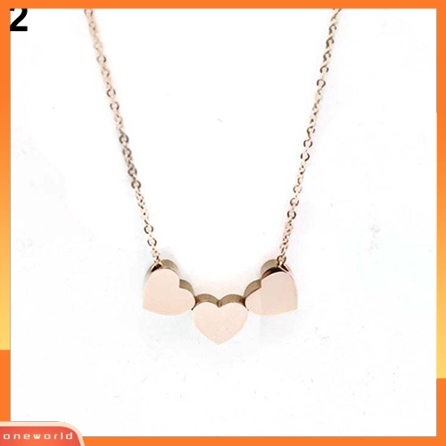 [WONE] Perhiasan Fashion Wanita Tiga Cinta Hati Rantai Liontin Pernyataan Choker Kalung Kalung