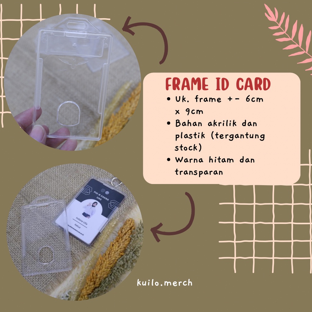 

Frame ID Card Tempat Kartu Gantungan Tali Multifungsi ATK Kantor Card Holder Transparan