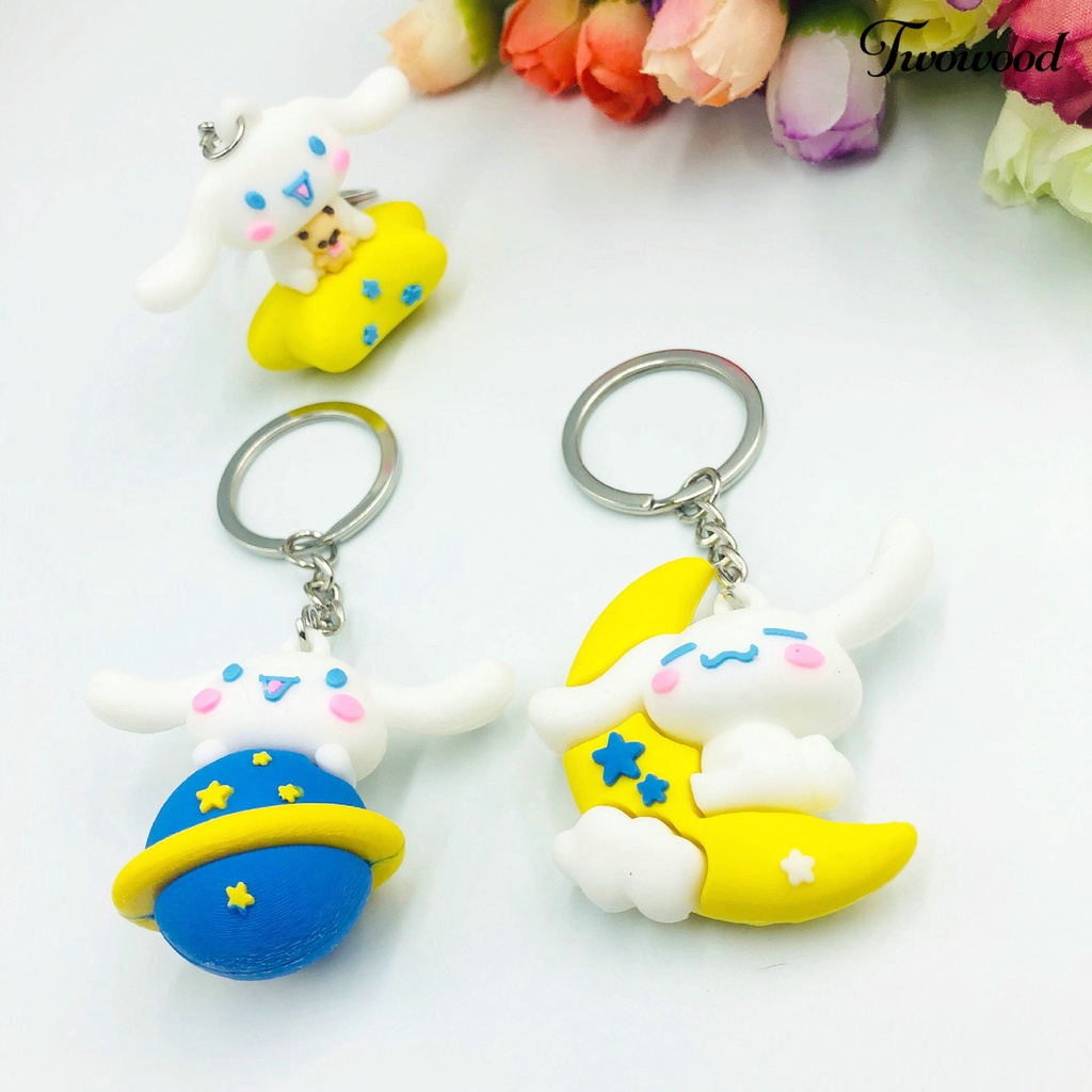 Twowood Rabbit Gantungan Kunci Serbaguna Bentuk Kartun Hewan Tiga Dimensi Realistis Look Hias Hadiah 3D Bunny Key Ring Pendant Wanita Pria Perhiasan Untuk Handbag