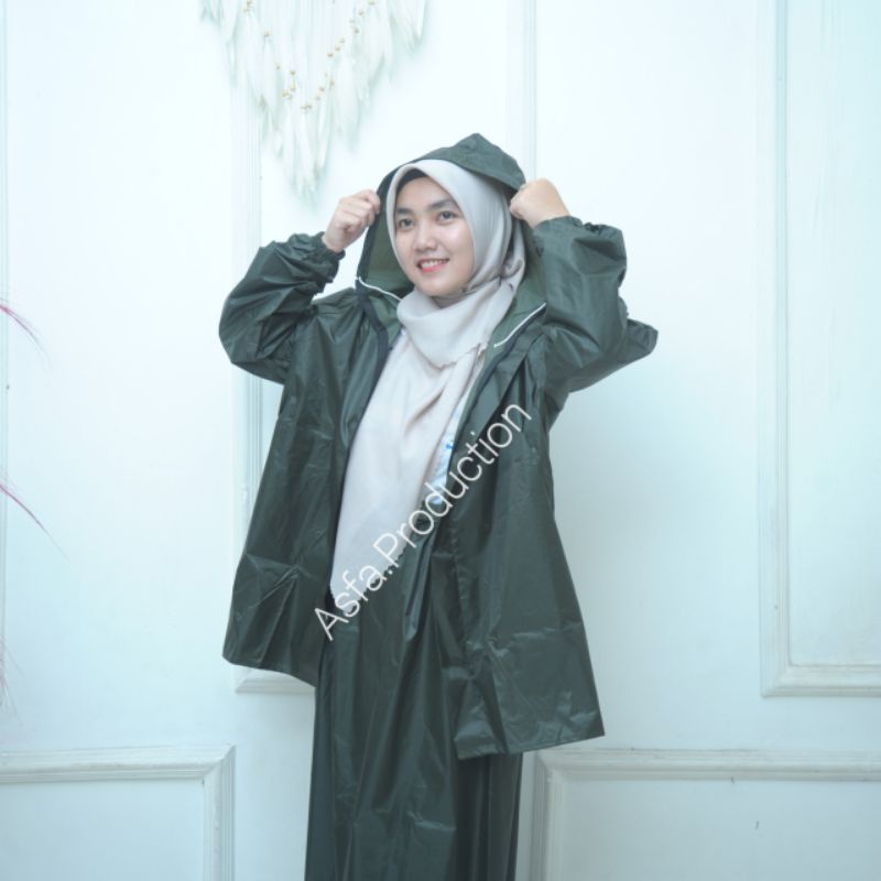 RAINCOAT, JAS HUJAN WANITA SETELAN BAJU DAN ROK DEWASA ANTI AIR