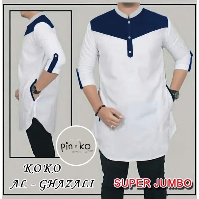 PIK - Koko Kurta Al Ghazali LENGAN 3/4 (M, L, XL, XXL, 3XL)/ Koko Pria/ Pakaian Muslim Pria Jumbo/ Best Seller