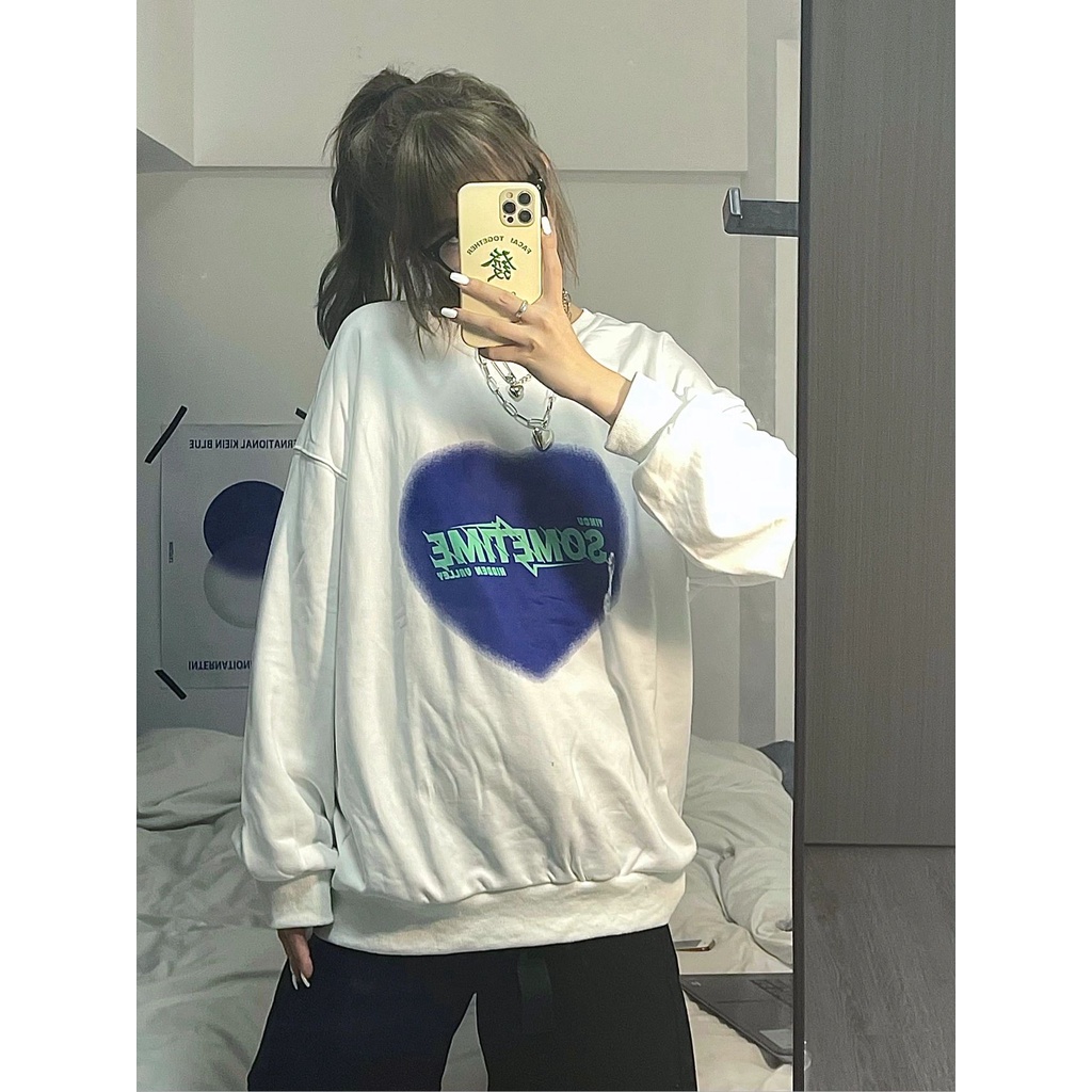 Sweater Blue Love kaos oversize baju korean style wanita ootd A0786