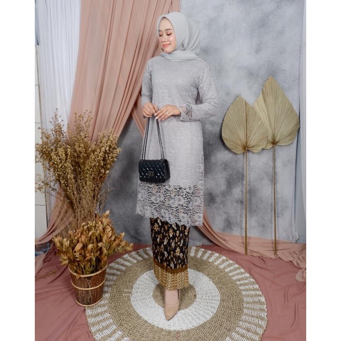 Set Tunik Kurung Kebaya Brokat Dahlia Bisa Atasan Saja