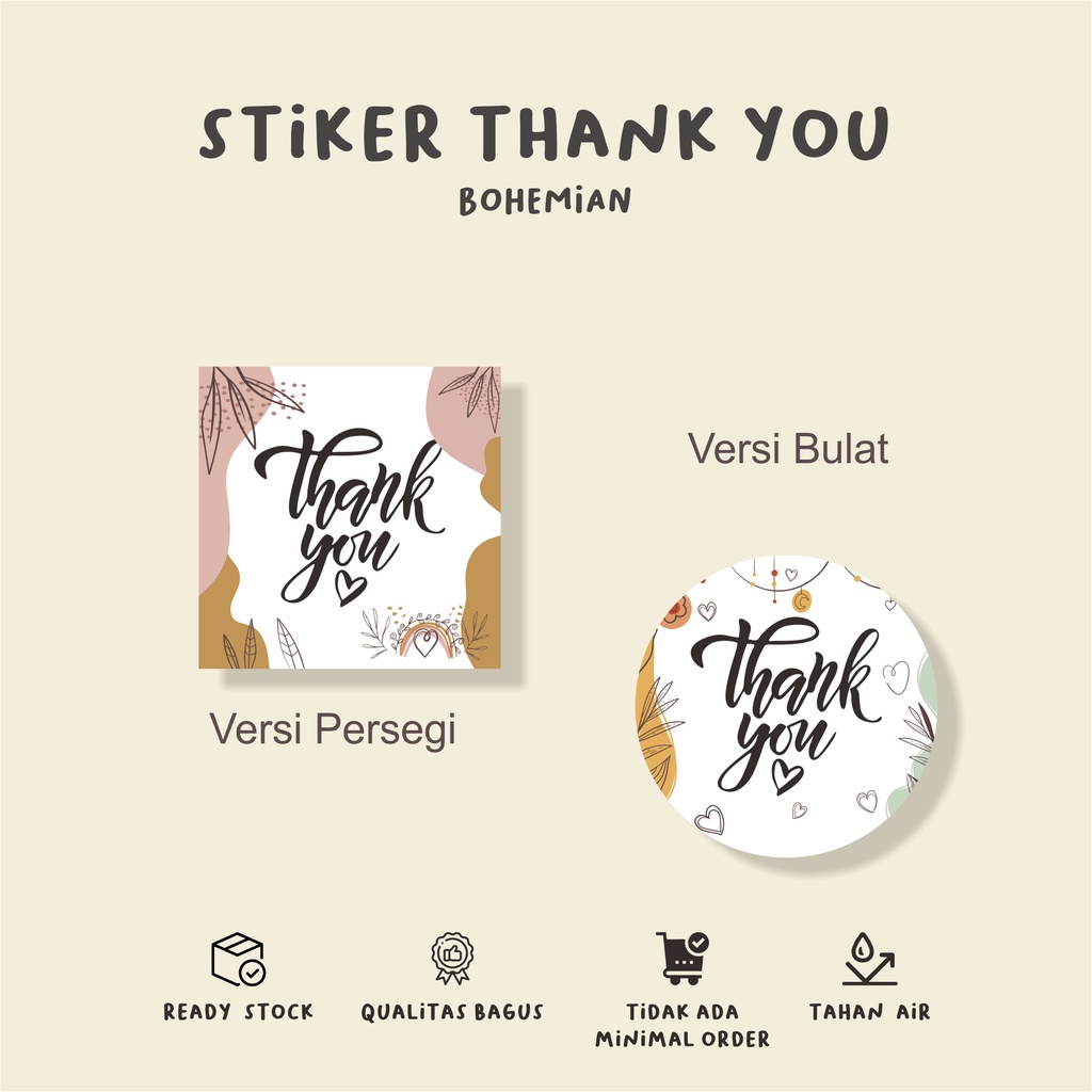

stiker terimakasih/BOHEMIAN/label paking thank you mutah/stiker thank you