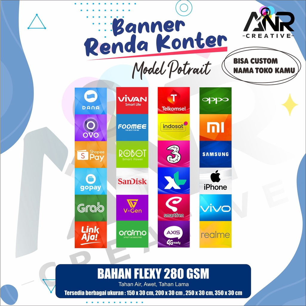 Spanduk Konter Potrait / Banner Konter Potrait/ Spanduk Konter Murah