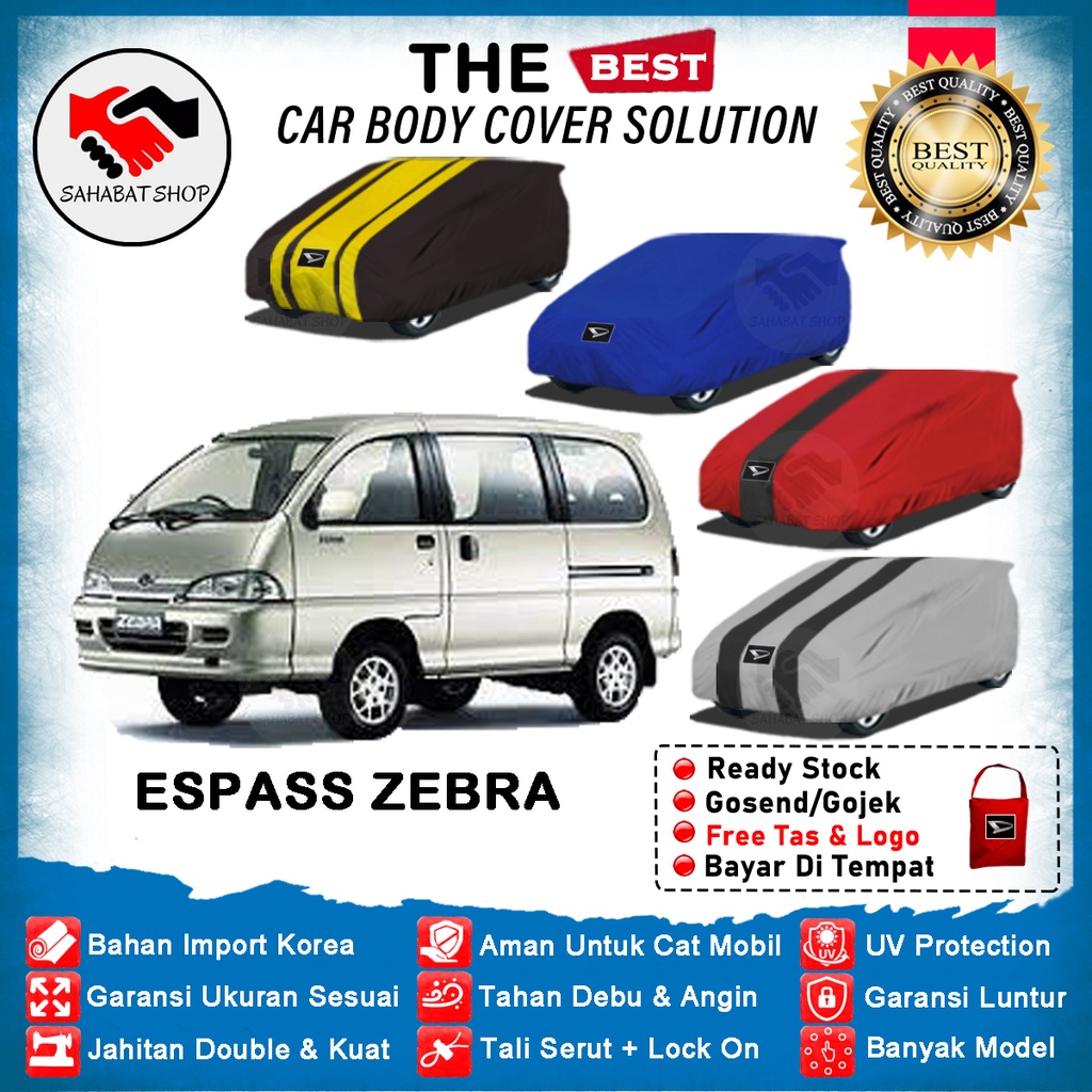 Sahabat Body Cover Mobil Espass / Sarung Penutup Daihatsu Espass Zebra Outdoor 2000 2001 2002 2003 2004 2005 2006 / Selimut Mantel Mantol Jas Pelindung Kerudung Kelambu Tutup Mobil Espass Anti Air Waterproof Model Biru