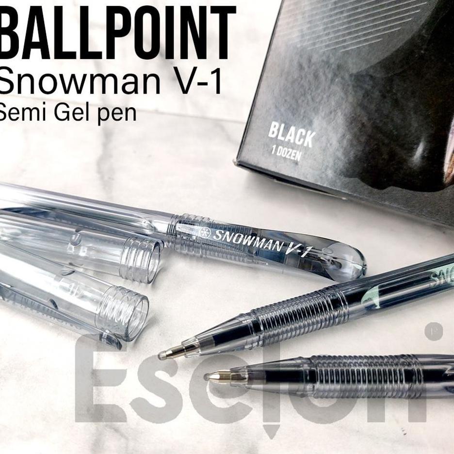 

は 12pc Pulpen Snowman V1 Semi Gel Pen Hitam 0.7mm ↜