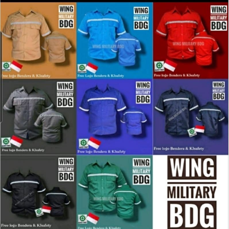 Baju Safety Seragam Kerja / Kemeja Proyek Atasan Lengan Pendek / Atasan Kerja Pendek Wearpack Logo
