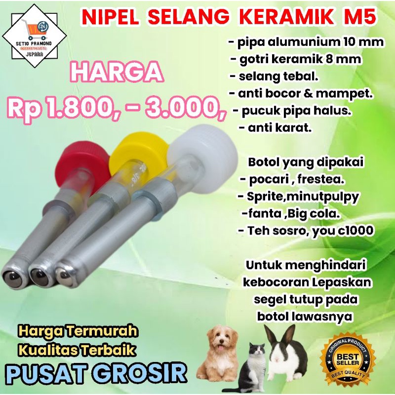 nipel kelinci selang keramik M5 nipel minum kelinci kucing anjing musang, DOT Kelinci kucing anjing 