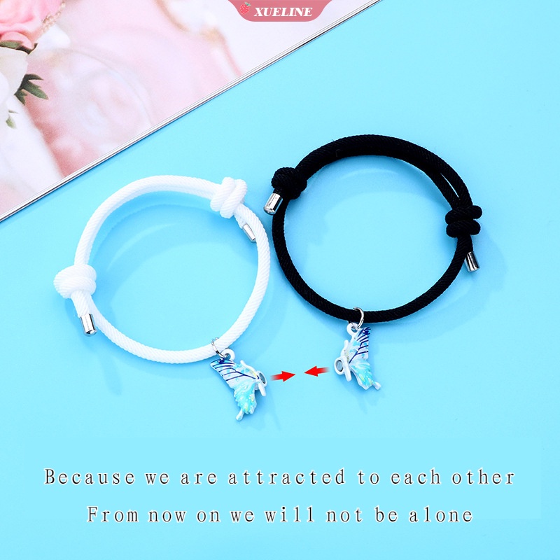 Gelang Kupu Sahabat Persahabatan Handmade Anyaman Menyembunyikan Tali Gelang Untuk Gadis Kekasih Pasangan Gelang Hadiah Jarak Jauh [ZXL]