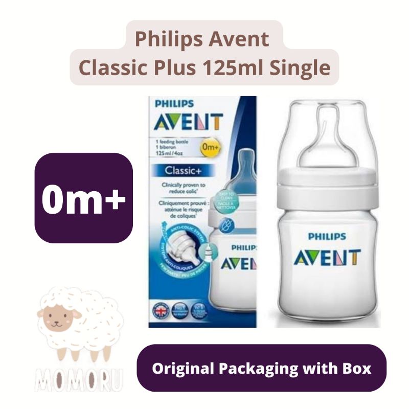 Philips Avent Classic Plus Bottle125ml 0M+ Slim Neck Single Botol Susu Philips Avent Kecil