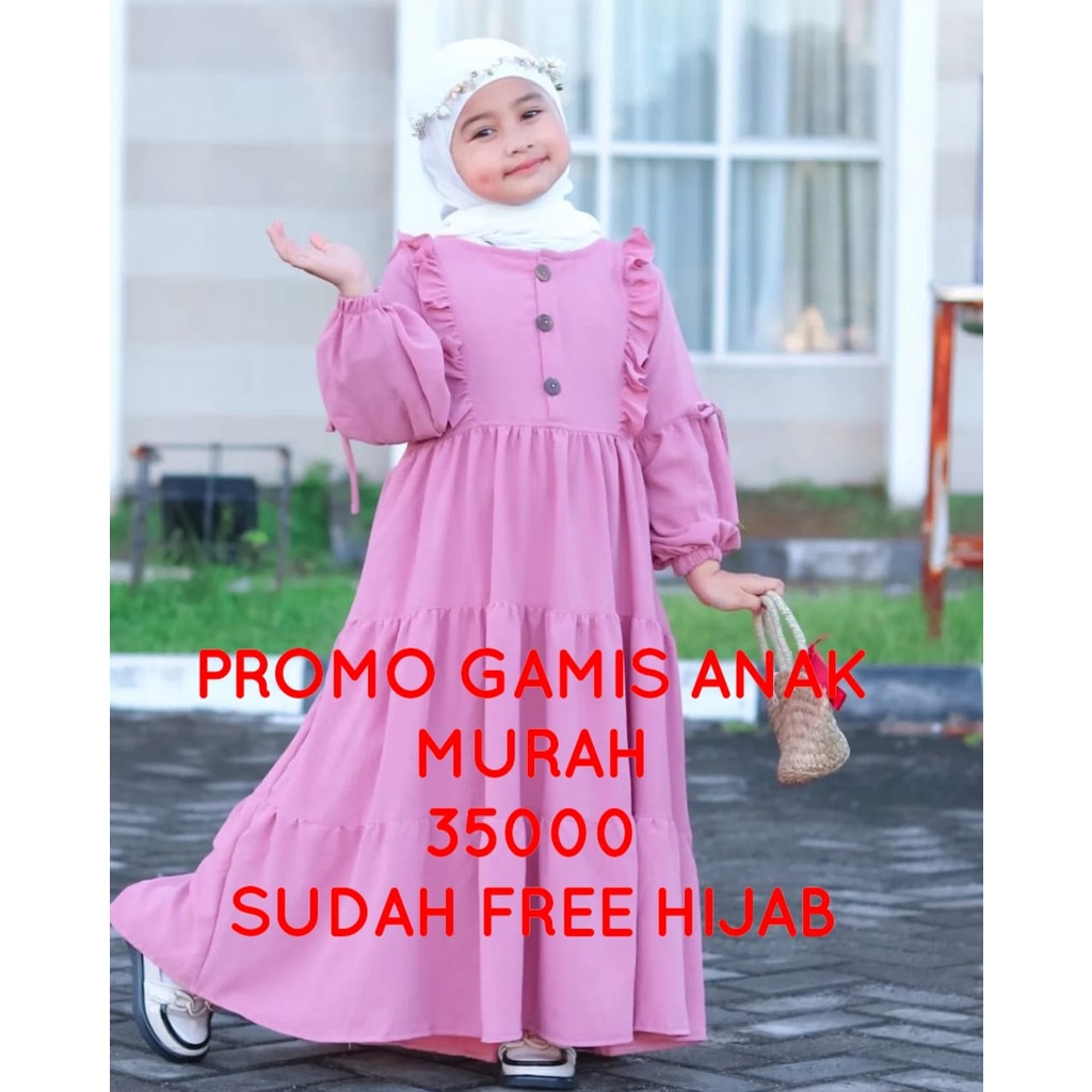 Grosir GOGOFASHION 616 Gamis Anak Syari Kids Model Terbaru Elegan  (PROMO GAMIS ANAK SET)SUDAH TERMASUK HIJAB (HIJAB RANDOM)