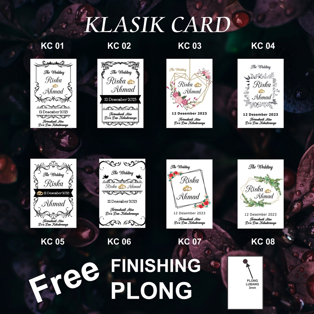 KARTU SOUVENIR DESAIN KLASIK / KARTU UCAPAN PERNIKAHAN, DLL