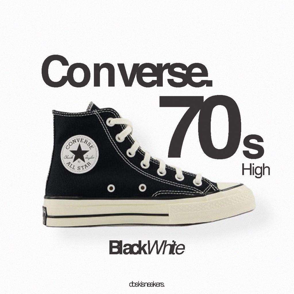 (COD) Converse 70S HI Black White Egret 100% Original Sneakers Casual Pria Wanita Sepatu Murah