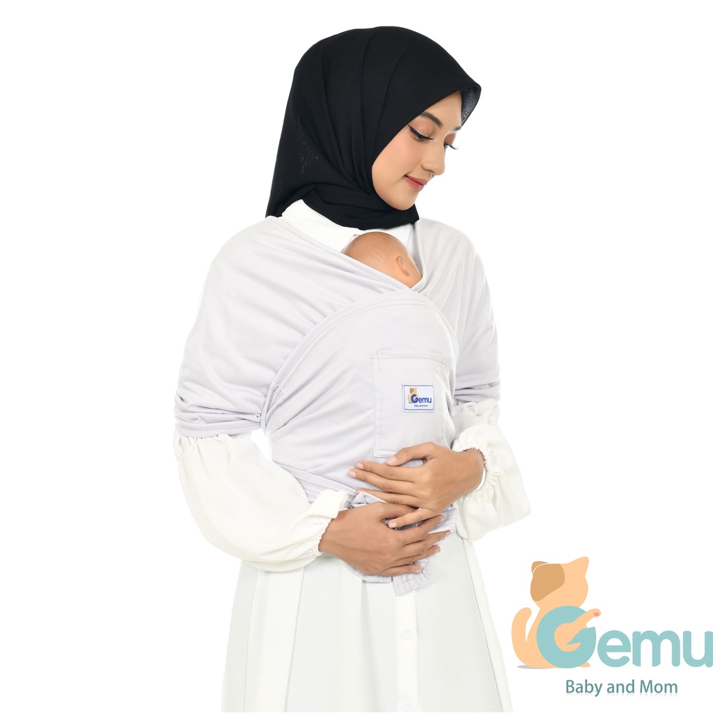 GEMUBABY Gendongan Bayi Depan M Shape Baby Wrap 3in1 Geos Baby Instan Premium with Sash Belt Warna Soft