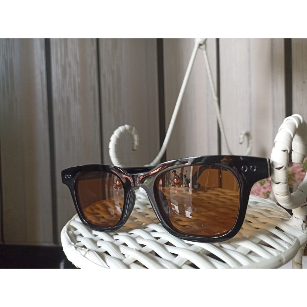 Kacamata Hitam Wanita Pria Lensa Sunglasses Korean Fashion Small Candy Color Import-Tea