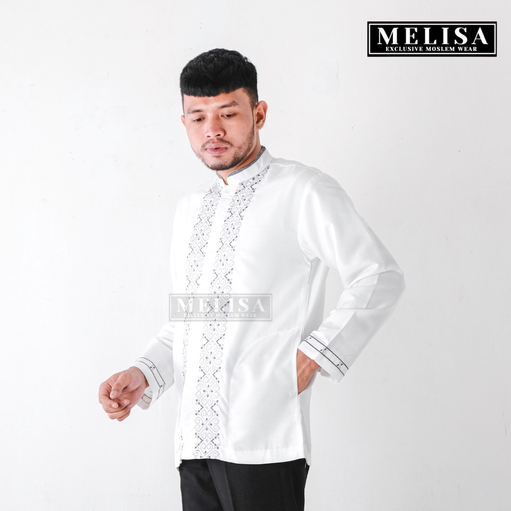 baju koko pria lengan panjang bahan poli katun warna putih tulang size M L XL Baju Koko Lengan Pendek Baju Koko Fashion Muslim Pria Dewasa Terbaru