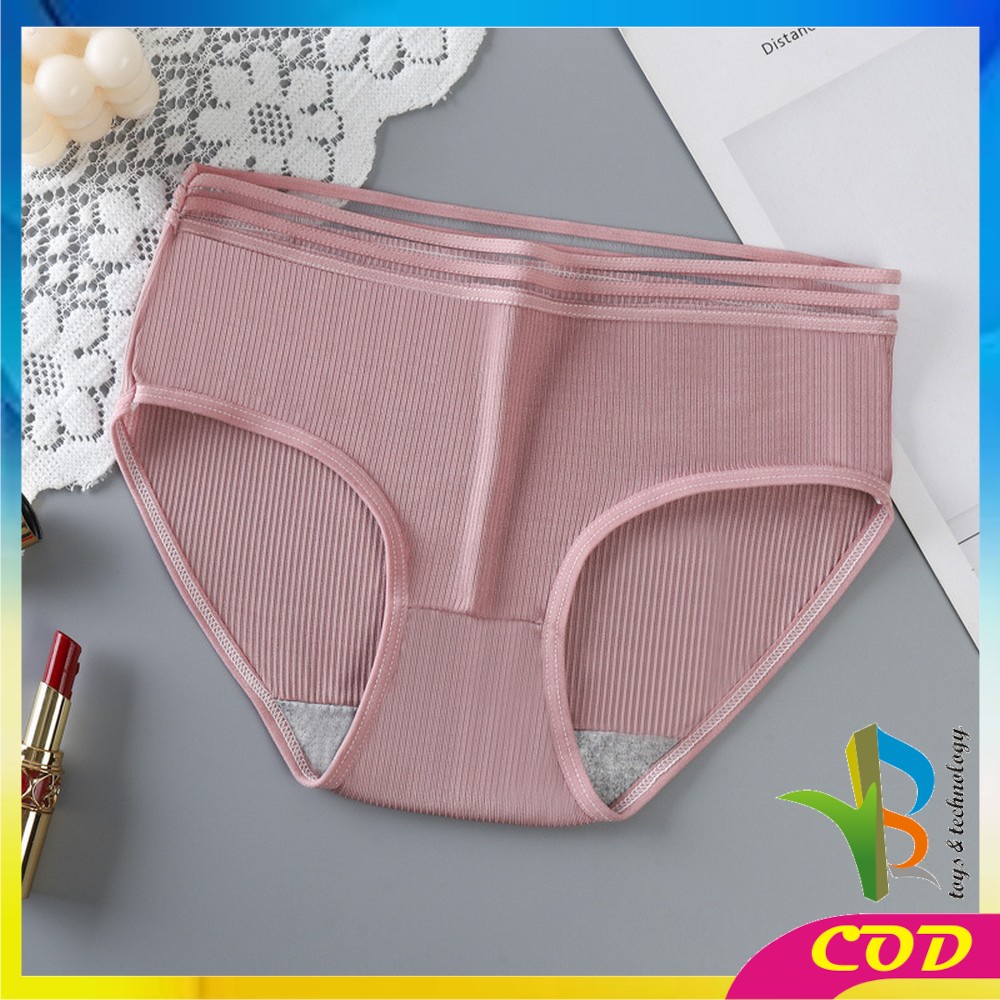 RB-P126 Celana Dalam Wanita Cewek Garis Motif Polos Pakaian Dalam Wanita CD Wanita Panties Segitiga Impor