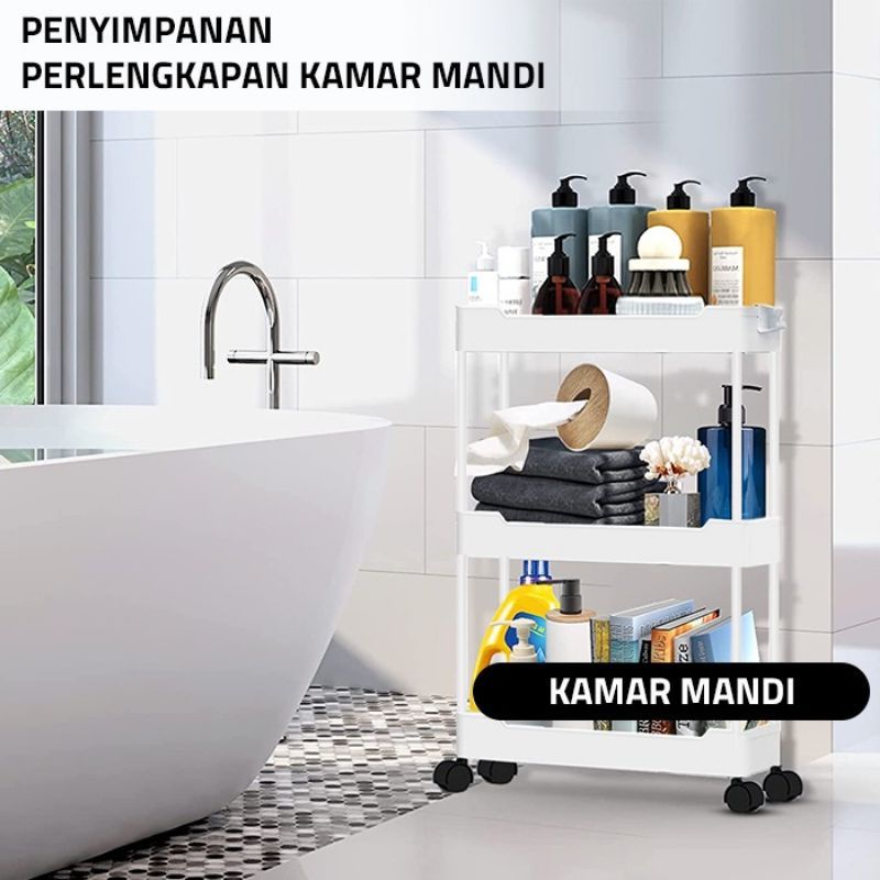 MH80RAK SUSUN RODA DENGAN 4 RODA MULTIFUNGSI/RAK SALON/RAK KAMAR MANDI&amp;DAPUR SERBAGUNA/RAK RODA KAMAR MANDI WC SERBAGUNA/TROLI