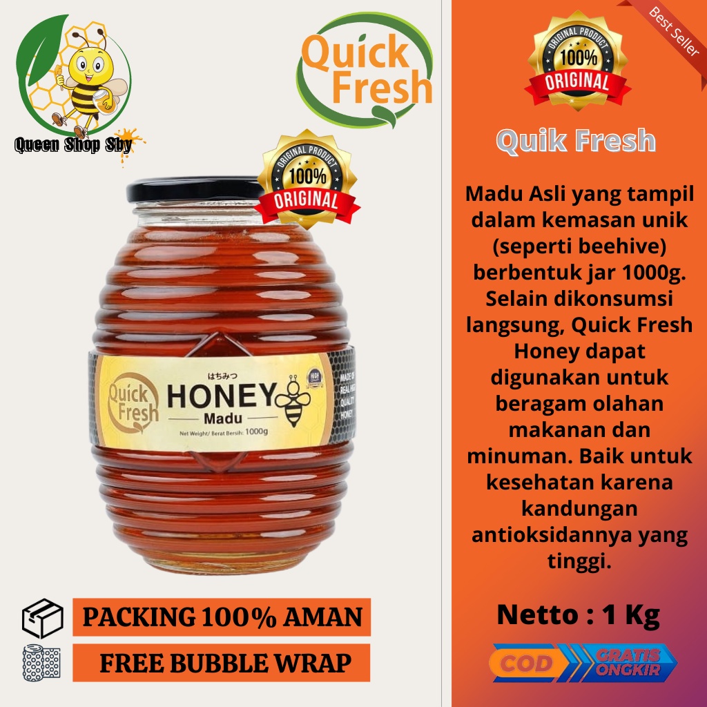 

Madu Quick Fresh Madu Asli Madu Murni 1kg Natural Honey Botol Kaca Disarankan Beli Bubblewrap