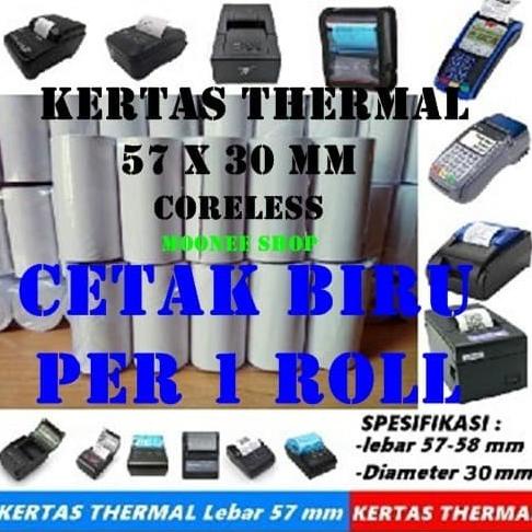 

KERTAS THERMAL 57 X 30 / 57X30 / 58 X 30 / 58X30 MM POLOS PER 1 BIRU