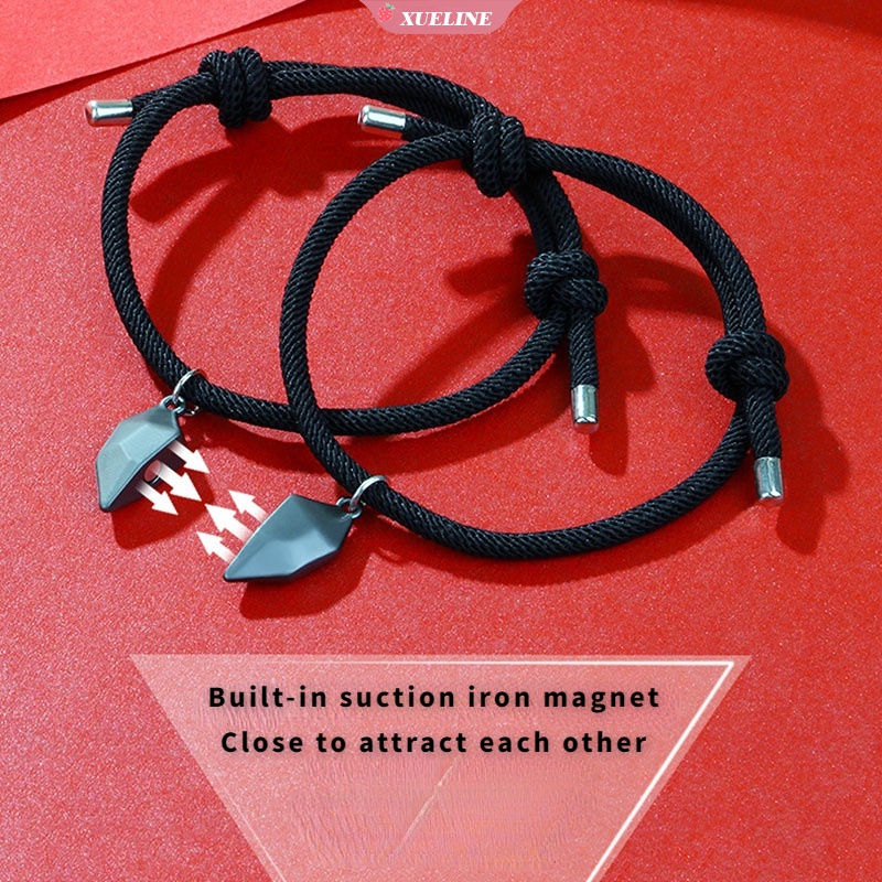 Cinta Baru Berharap Batu Manik-Manik magnet Pasangan Gelang Hati Patah Disambung magnet adjustable Wanita Tangan Tali Liontin [ZXL]