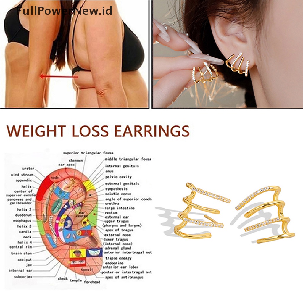 Power 1pasang Anting Bentuk Telinga Getah Bening &amp; Slim Earrings Akupresur Anting Pelangsing ID