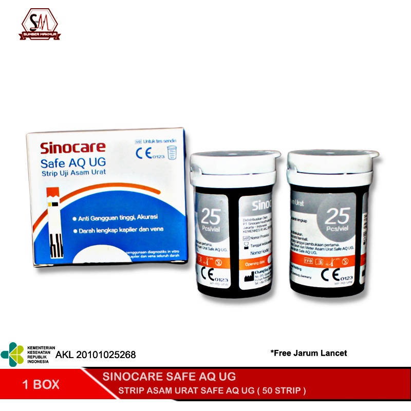 Strip Uji Asam Urat | Strip Test Asam Urat Sinocare Safe AQ UG  (50 Strip)