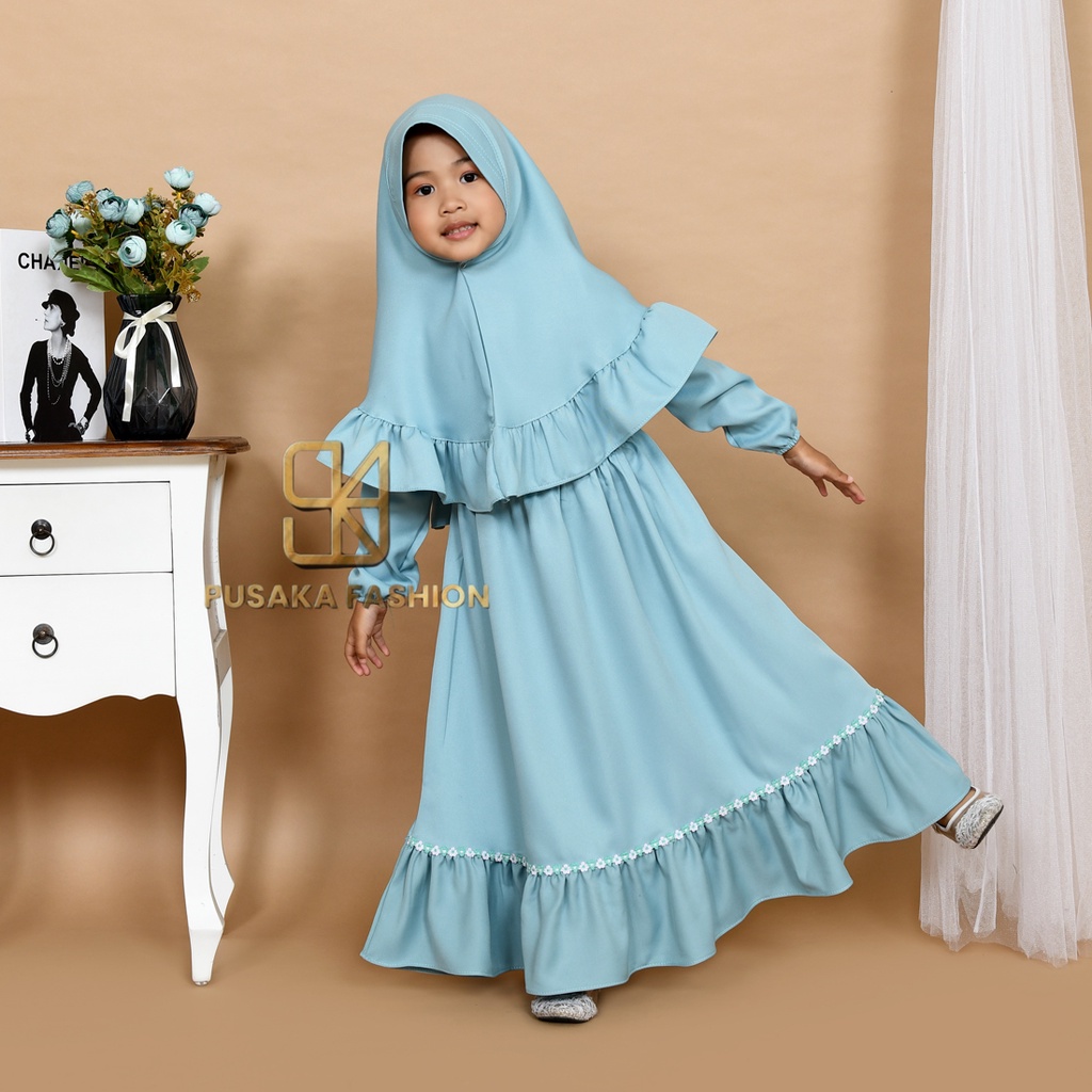 NAISYA KIDS baju gamis anak perempuan muslim pakaian syari set hijab putih khimar modern murah ADA 6 WARNA BISA BUAT ANAK 2 SAMPAI 9 TAHUN fashion muslim kid warna putih hitam wardah moca lilac bata gaun anak muslim long dres mengaji manasik