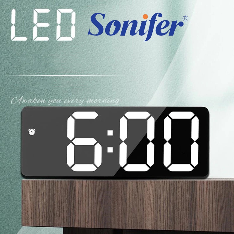 Jam Meja Digital Alarm LED Clock Sonifer Sensor Suara &amp; Sensor Sentuh