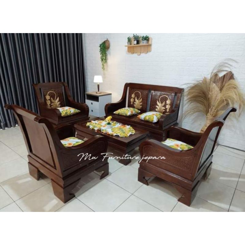 KURSI TAMU JATI KURSI JATI MINIMALIS SET FREE BANTAL PELUK KURSI TAMU MURAH JEPARA SET KURSI TAMU MI