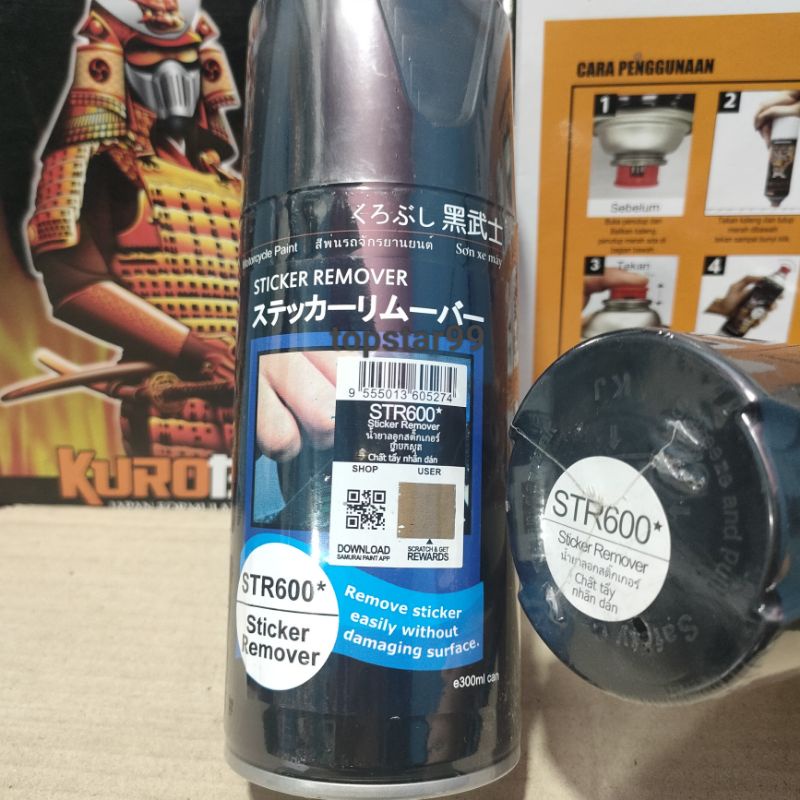 Pilok Pilox Cat Samurai Sticker Remover Penghapus Stiker STR600 600 300ml Cat Semprot Samurai Paint Kurobushi Aerosol 300 ml