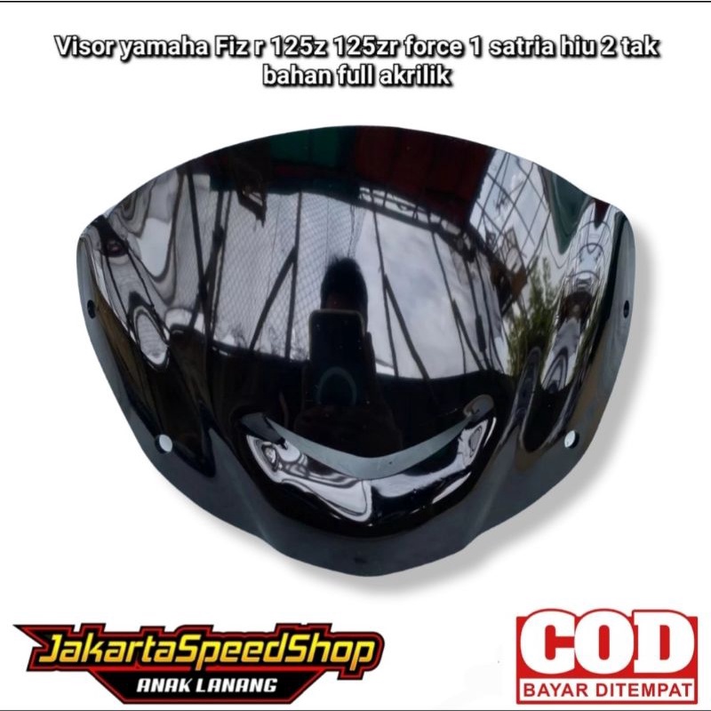 Visor 125z pnp 125zr fizr force1 universal bahan akrilik warna hitam kilap pnp