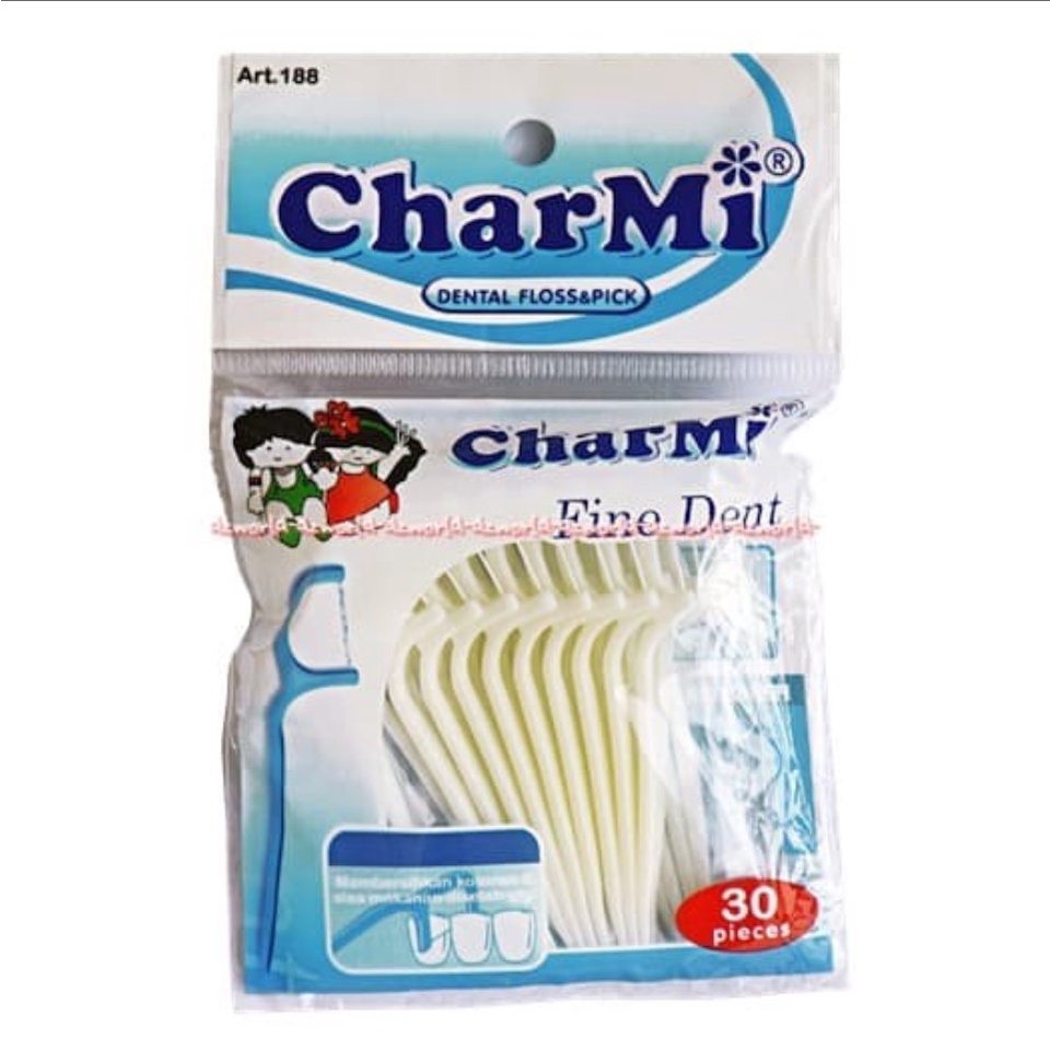 Charmi Art 188 Fine Dental Tusuk Gigi Benang Char Mi Carmi Plastic Toothpick  Plastik Charm mi