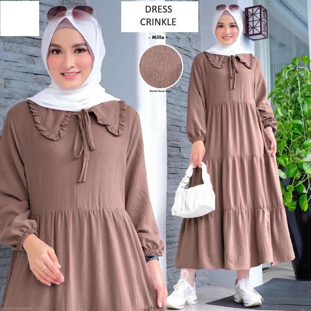 Momita Dress Kekinian Crinkle Airflow