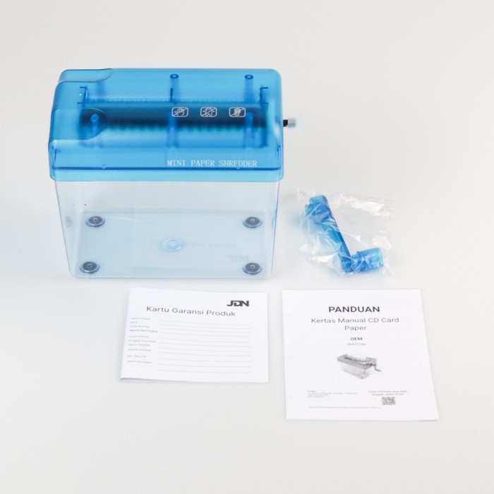 Mini Paper Shredder Penghancur Kertas Manual WST-123 Biru