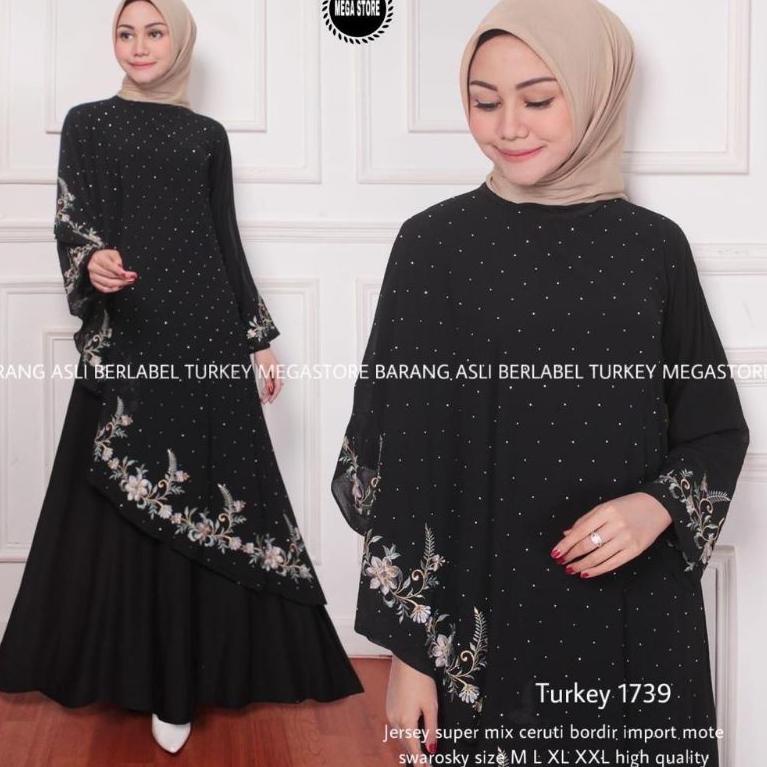[I-S9S[✪] BAJU GAMIS TURKEY TERBARU ABAYA BORDIR ORIGINAL JUBAH WANITA JUMBO DRESS PESTA MEWAH BUSUI