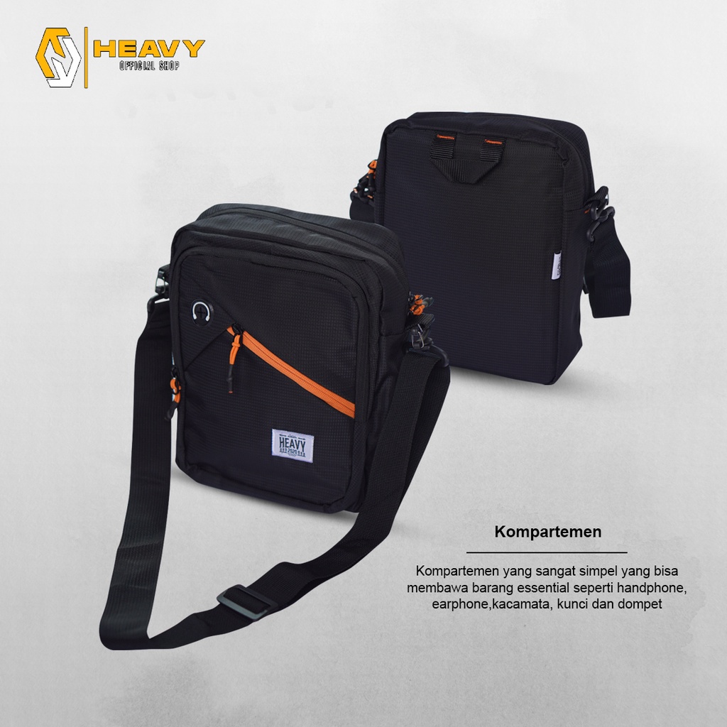 Tas selempang pria heavy K-4077 - Black slingbag kasual premium