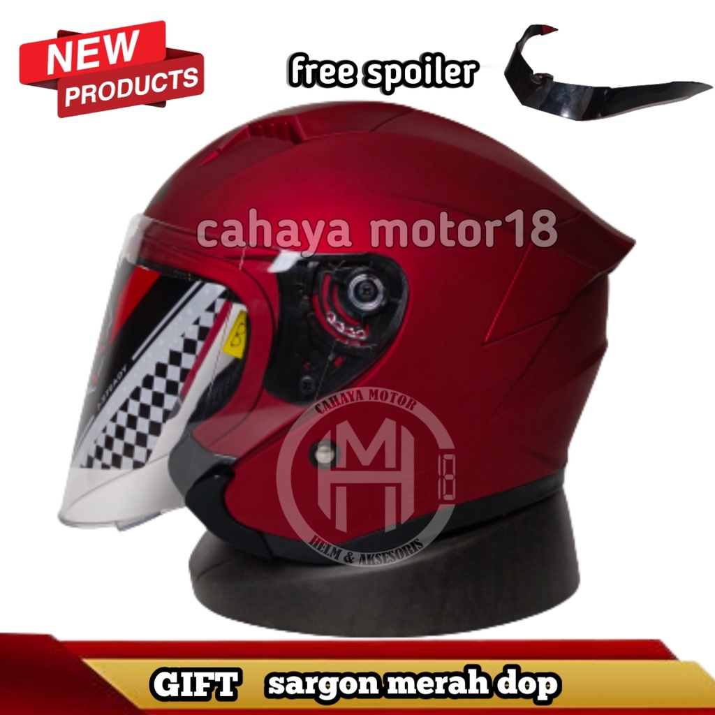 HELM NJS KAIROZ REPLIKA MERAH DOF|HALF FACE MERK GIFT