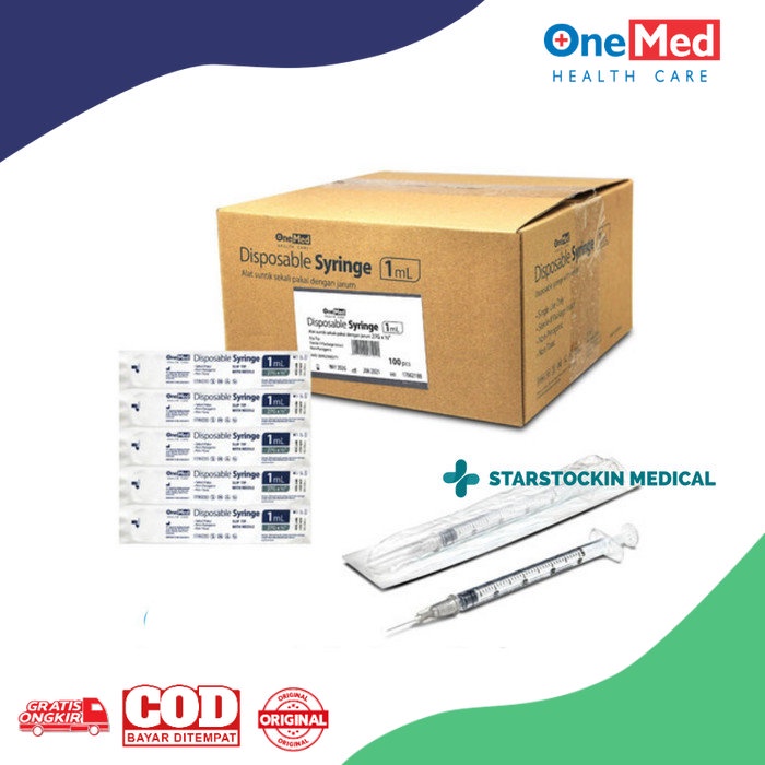 Spoit 1 ml cc Onemed Disposable Syringe Box Isi 100 pcs