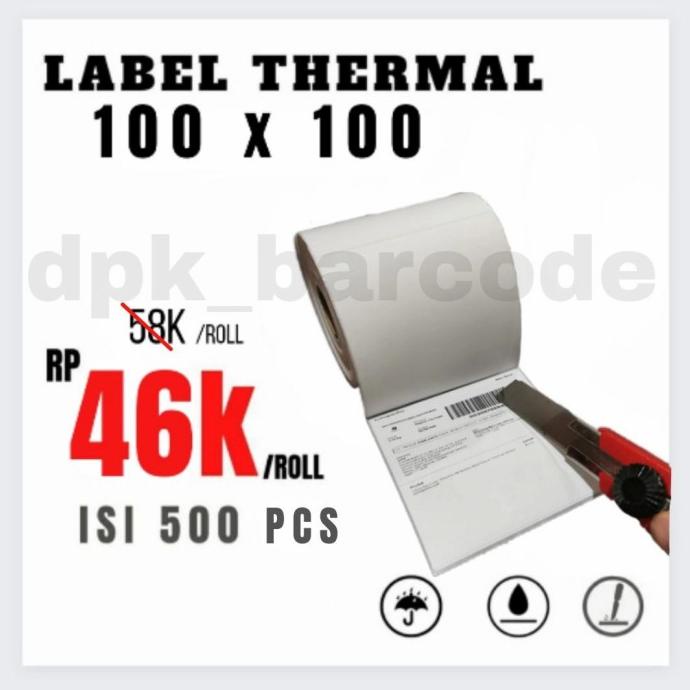 

KERTAS THERMAL 100X100 ISI 500 PCS, LABEL BACODE,THERMAL LABEL 100X100