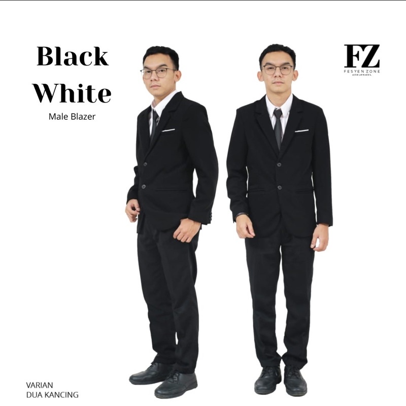 JAS RESMI JAS NIKAH BLAZER PRIA BLACKWHITE