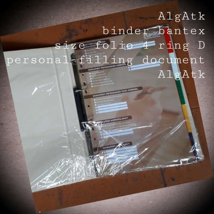 

BINDER PERSONAL FILLING DOCUMENT BANTEX SIZE FOLIO 4 RING NO REF 8713