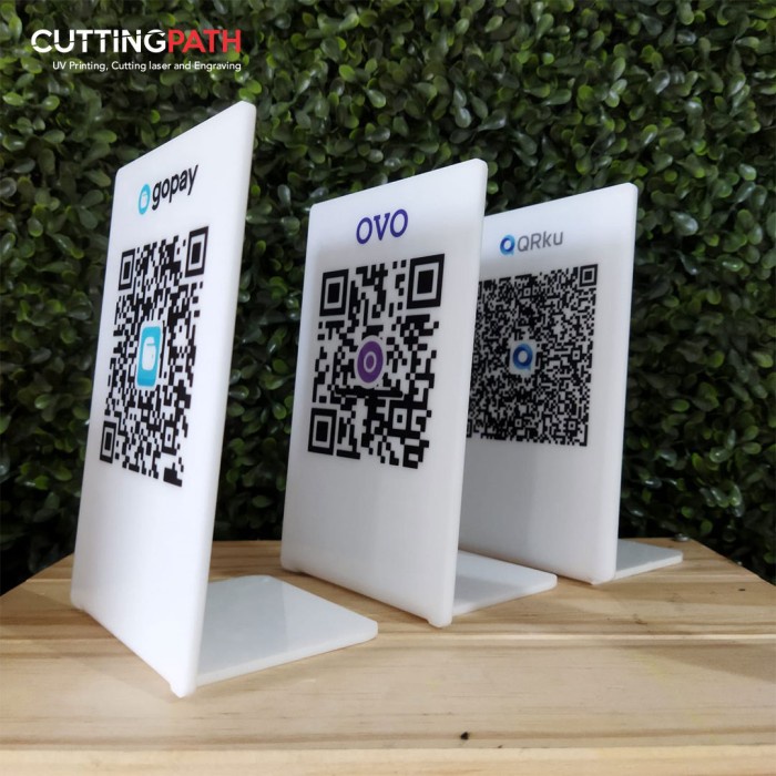 Kassa Qr Code Stand Standing Custom Meja Kasir Uv Print