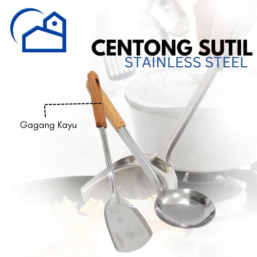 Spatula Sutil Penggorengan Centong Sodet Sayur Stainless Steel - Spatula Stainless Steel Sodet Goreng Tebal Anti Panas