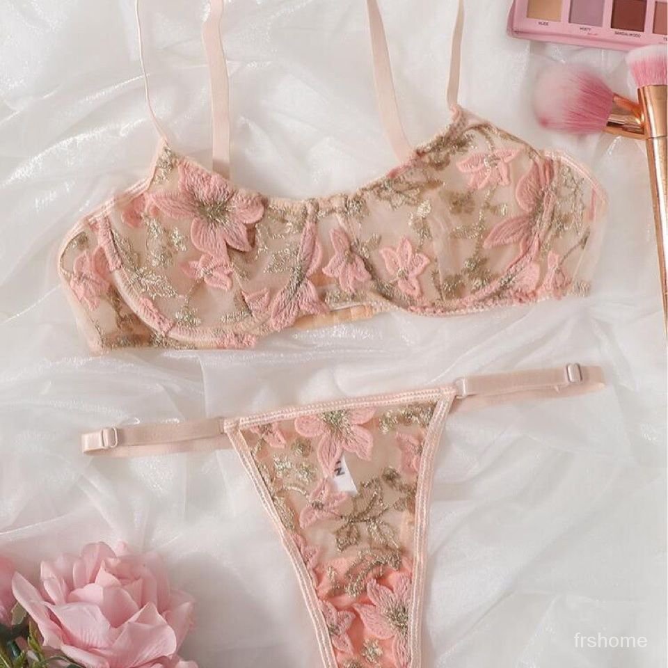 Musim panas bordir baja lingkaran baja ultra-tipis wanita jala underwire bra