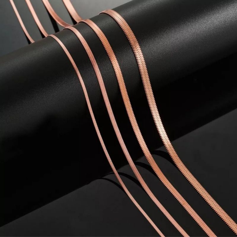 Kalung Titanium Model Gepeng Warna RoseGold Terbaru Pria dan Wanita