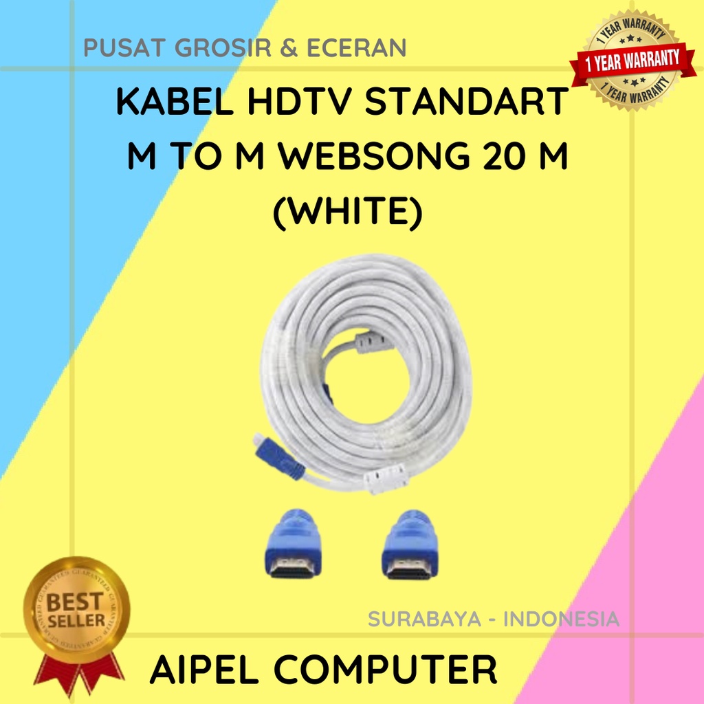 KHW20 | KABEL HDTV STANDART MALE TO MALE WEBSONG 20 M (WHITE)