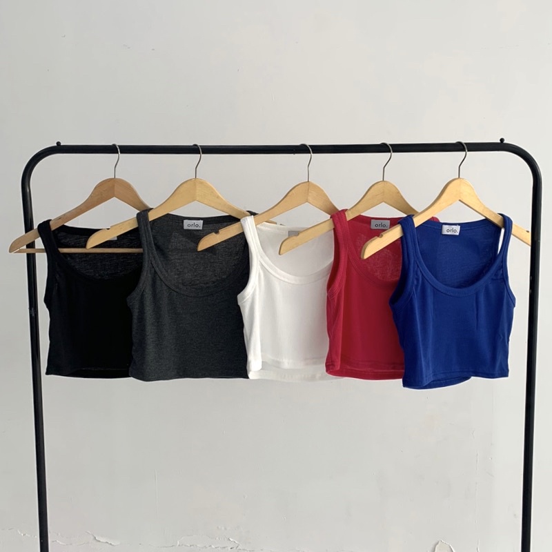 UNI TOP - Ribbed Knit Crop Tank Tanktop Summer Atasan Crop Top Stretch Rib Ribbed Knit Tank