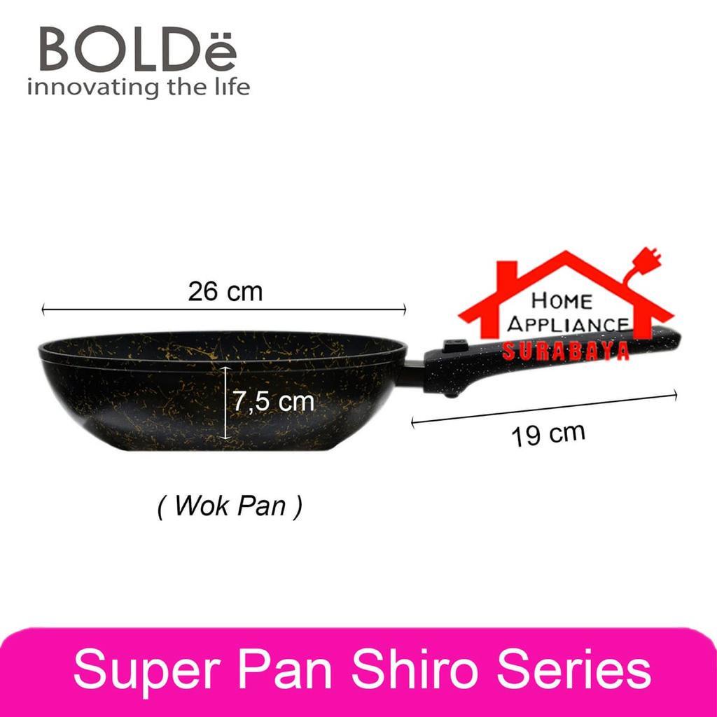 BOLDe Super Pan Shiro Series Granite Panci Set 2 PCS Wajan Wok 26CM + Frypan 22CM - Gagang Bisa Dilepas